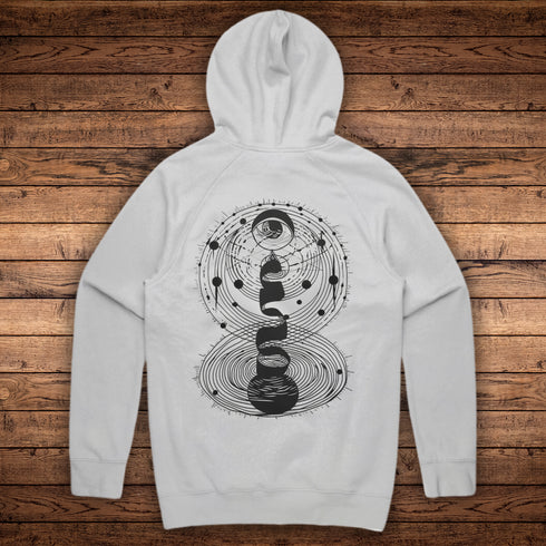 Cosmic Connection – Mystical Midweight Hoodie with Kangaroo Pocket and Raglan Sleeves
